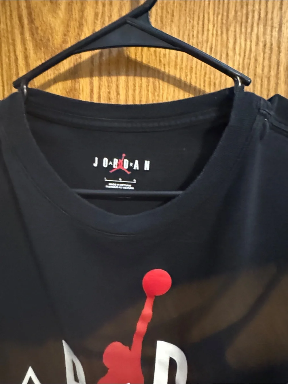 Jordan Black Tee with Red Jumpman and White Lettering